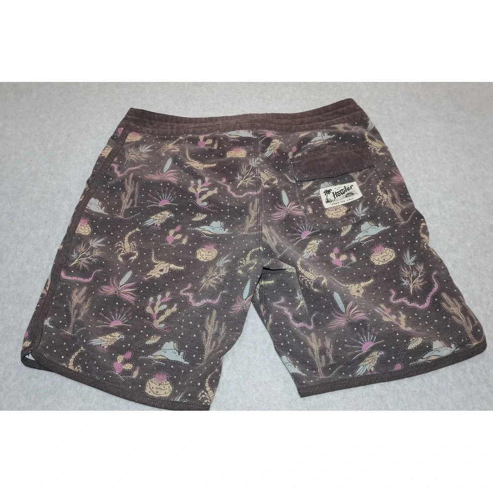 Howler Bros Board Shorts Mens 32 Brown Desert Cactus Scorpion Print Swim Trunks